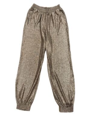 Anthropologie Metallic Rose Gold Joggers XS Elastic Waist High Rise
